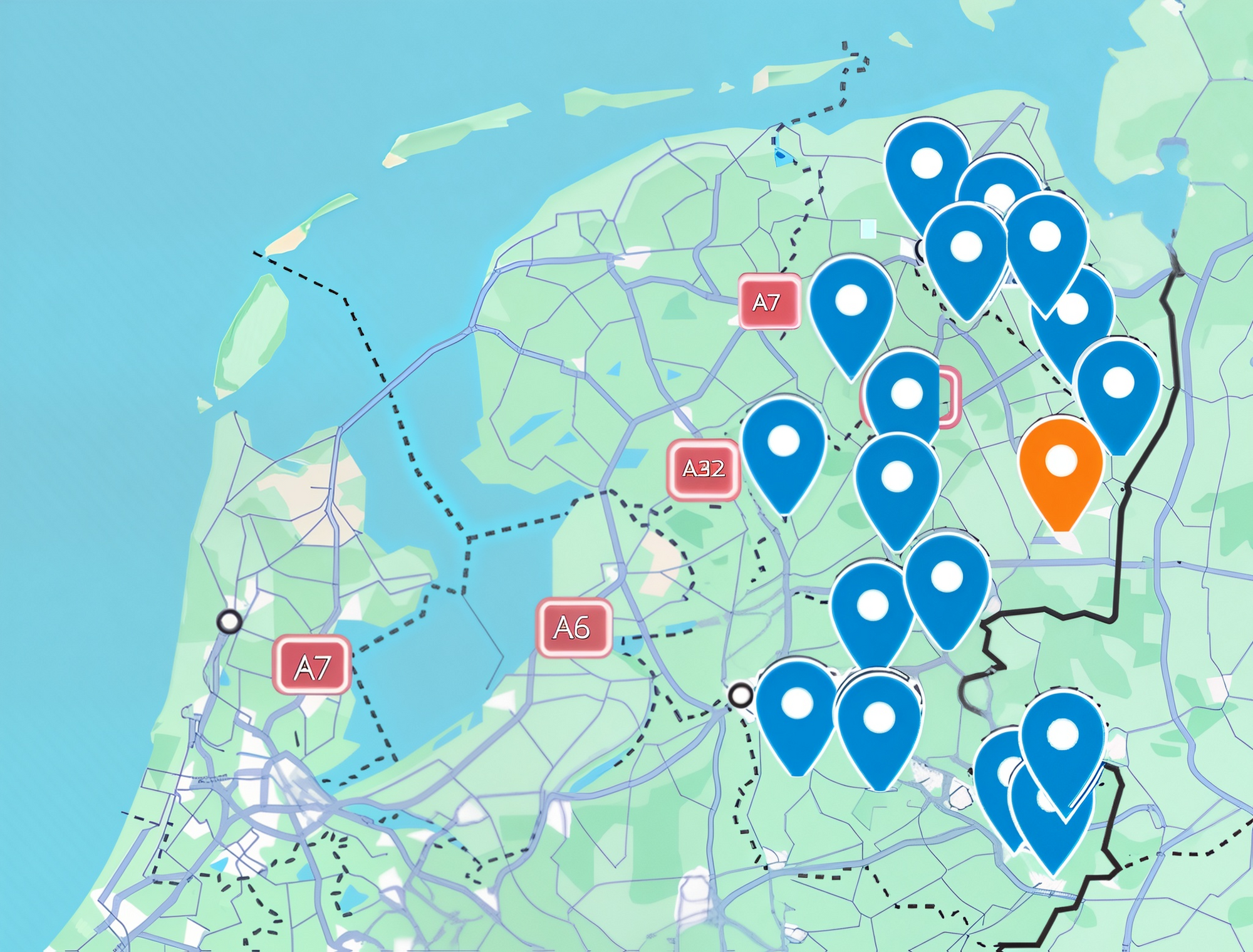  Ons werkgebied bevat de volgende plaatsen: Emmen, Groningen, Hengelo, Steenwijk, Winschoten, Coevorden, Enschede, Beilen, Zuidlaren, Appelscha, Almelo, Ter Apel, Ommen, Oosterwolde, Hardenberg, Rijssen, Oldenzaal, Hoogezand, Zwolle, Stadskanaal, Veendam, Raalte en Hoogeveen.